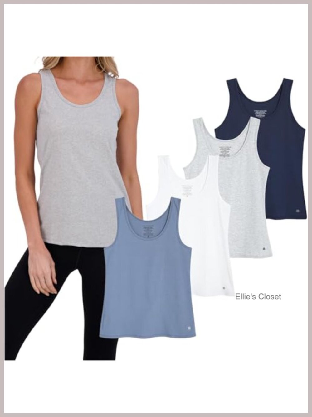 4 Pack Stretch Cotton Scoop Neck Tank Tops Sleeveless Layering